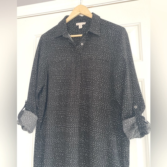 Lila Rose Polka Dot Long Sleeve Shirtdress M - Picture 12 of 15